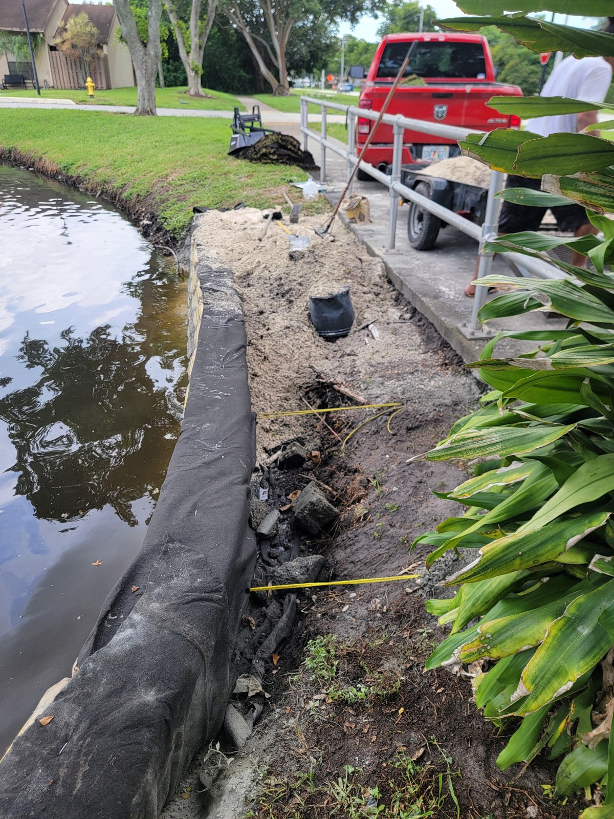 Fabric and anchor detail — rip rap cement bag retaining wall